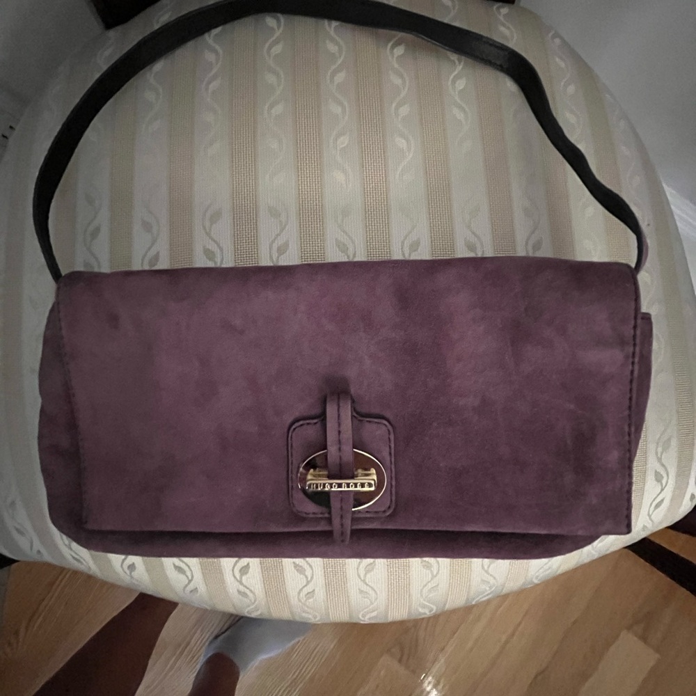 Hugo Boss purple clutch in suede